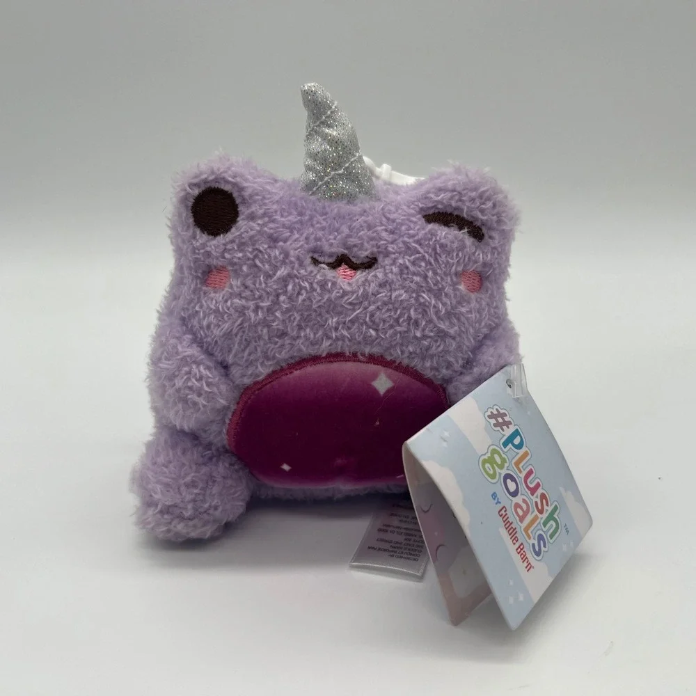 Plush Goals Cuddle Barn Purple Frog Unicorn Butterfly Keychain Glitter Wings NWT